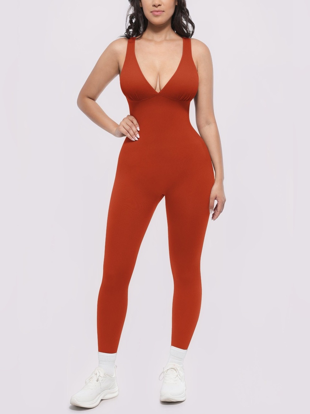 Shapellx Plunge Built-In Bra Shaping Jumpsuit NWOT Medium MSRP $58 Rose Red